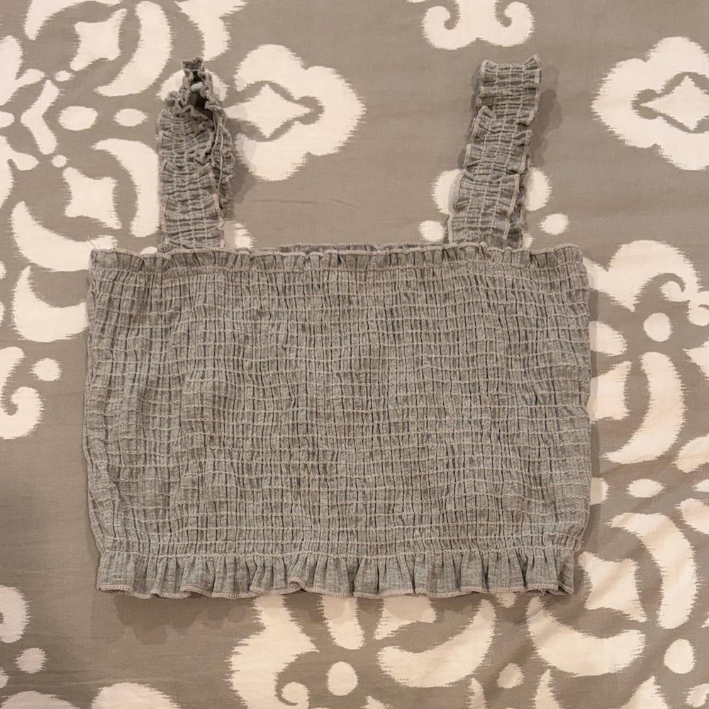 Gray Ruffled Women's Top
